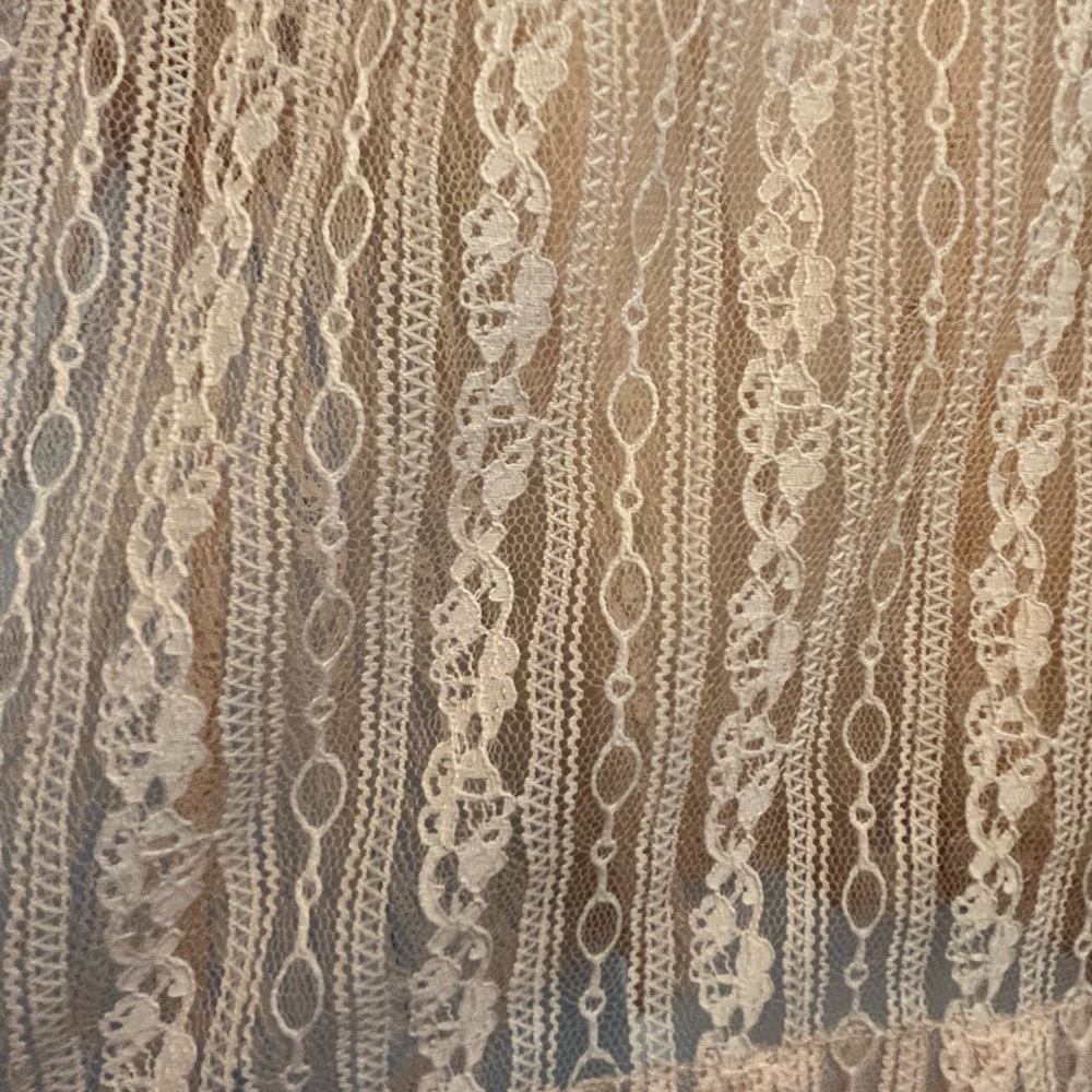 Free People Peach Tea Lace Sheer Oversized Split Back Top - Picture 4 of 5